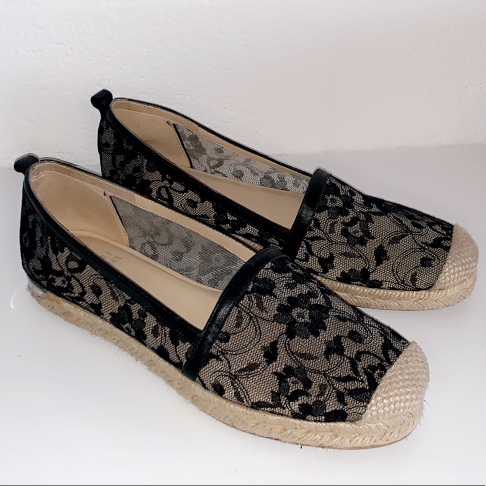 Stuart Weitzman Black Lace Espadrilles